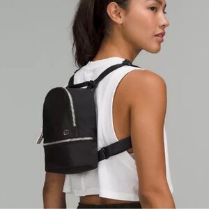 Lululemon Black Mini Backpack with Silver Zipper